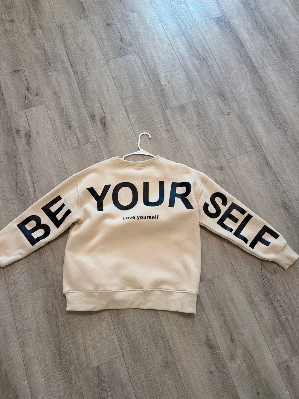 Cream 'Be Your Self' Graphic Crewneck Sweatshirt